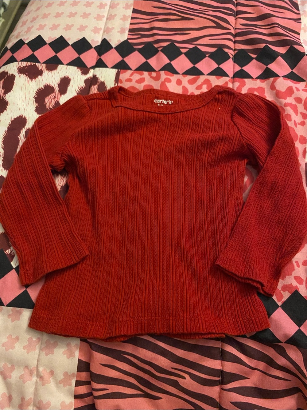 Carter's Girls Red Ribbed Long Sleeved Top